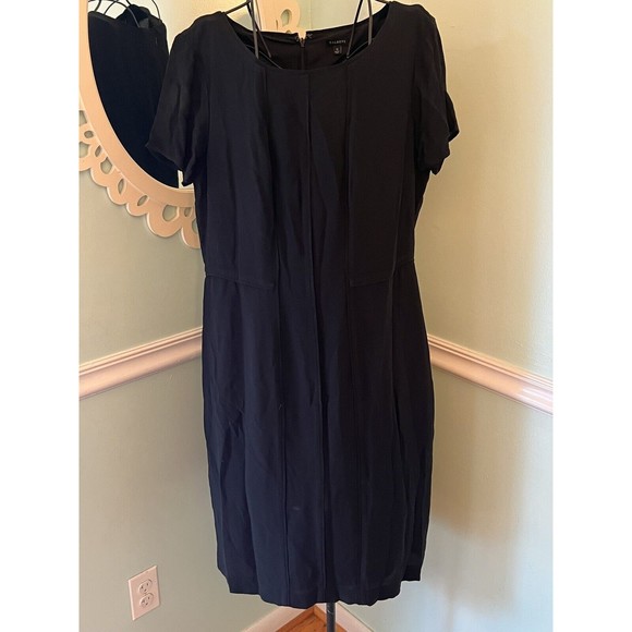 Talbots Women Black Casual Dress 12 Sheath Short Sleeve Viscose Lined - Picture 1 of 6